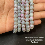 8mm Multicolor Round Beads Mala 100 Pcs Jewelry Making Beads image