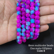8mm Multicolor Round Beads Mala 100 Pcs Jewelry Making Beads image
