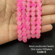 8mm Multicolor Round Beads Mala 100 Pcs Jewelry Making Beads image