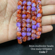 8mm Multicolor Round Beads Mala 100 Pcs Jewelry Making Beads image