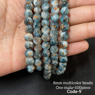 8mm Multicolor Round Beads Mala 100 Pcs Jewelry Making Beads image