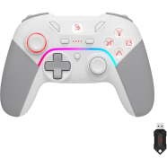 A4Tech GPW70 Rgb Dual Vibration 3 Level Turbo Speed (2.4 G Wireless Plus Type C) Rechargable Gamepad Sports White image