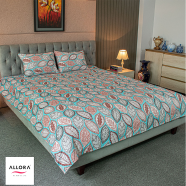 ALLORA Fallen Leaves Print Bed Sheet – Pink image