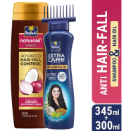 ANTI HAIR-FALL BUNDLE - Parachute Anti Hairfall Oil Extra Care 300ml (Root Applier) and Parachute Naturale Shampoo Advanced Hair Fall Control 345ml image