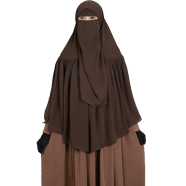 Aania Instant Frill Hijab And Niqab Set | Chocolate Coffee image