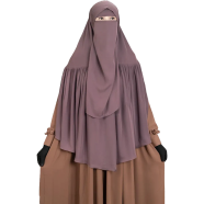 Aania Instant Frill Hijab And Niqab Set | Mocha image