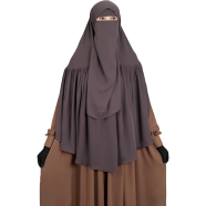 Aania Instant Frill Hijab And Niqab Set | Deep Mocha image
