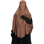 Aania Instant Frill Hijab And Niqab Set | Milk Coffee image