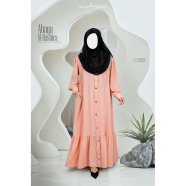 Glam Touch Abaya Al-Bashira Front Open Snap Button Abaya Peach image