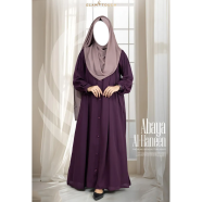 Abaya Al Haneen-Premium Show Button Abaya Wine image
