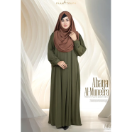 Abaya Al-Muneera Premium Pleate Design Abaya Olive image