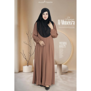 Abaya Al-Muneera Premium Pleate Design Abaya Milk-Coffee image