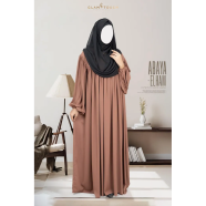 Abaya-Elham Cute Puff Sleeve Abaya Milk-Coffee image