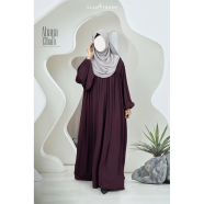 Abaya-Elham Cute Puff Sleeve Abaya Wine image