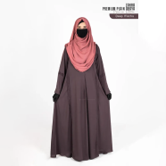 Abaya Zahra Pleated Plain Abaya Deep Mocha image