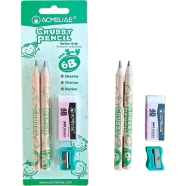 Acmeliae (43072) Chubby 6B Pencil (Age 3-4) (3 pcs Set) with 4B Art Eraser image
