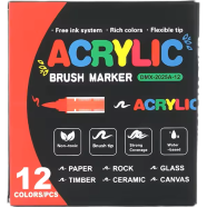 Acrylic Soft Brush Marker Set – Liquid Ink Paint Pens for Glass, Wood, Stone-12 Pcs image