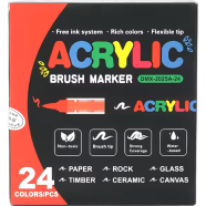 Acrylic Soft Brush Marker Set – Liquid Ink Paint Pens for Glass, Wood, Stone-24 Pcs image