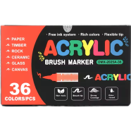 Acrylic Soft Brush Marker Set – Liquid Ink Paint Pens for Glass, Wood, Stone-36 Pcs image