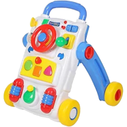 Activity Learning Walking 4-wheel Plastic Cart 2 In 1 Multifunctional Push Stroller Musical Happy Baby Walker image