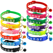 Adjustable Cat Collar Paw Print With Bell image