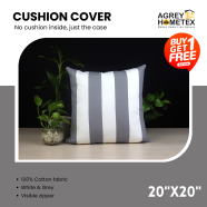 Agrey Hometex Decorative Cushion Cover, White and Grey (Buy 1 Get 1 Free) image