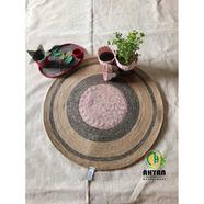 Ahyan Handicraft 1Pcs Regular Jute Round Floor Mat/Rug (3feet) with 3Pcs Planter Basket Set Combo image