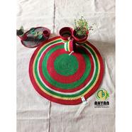 Ahyan Handicraft 1 Pcs Regular Jute Round Floor Mat/Rug (3 feet) with 3 Pcs Planter Basket Set Combo image