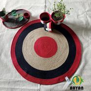 Ahyan Handicraft 1 Pcs Regular Jute Round Floor Mat/Rug (3 feet) with 3 Pcs Planter Basket Set Combo image