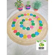 Ahyan Handicraft 1 Pcs Regular Jute Round Floor Mat/Rug (3 feet) with 3 Pcs Planter Basket Set Combo image