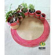 Ahyan Handicraft 1 Pcs Regular Jute Round Floor Mat/Rug (3 feet) with 3 Pcs Planter Basket Set Combo image