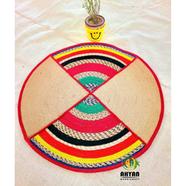 Ahyan Handicraft Colorful Multi Part Jute Round Floor Mat/Rug image