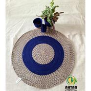 Ahyan Handicraft Colorful Printed Jute Round Floor Mat/Rug image