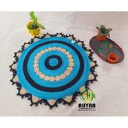 Ahyan Handicraft Colorful Printed Jute Round Floor Mat/Rug image