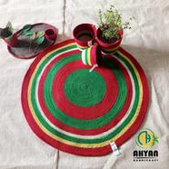 Ahyan Handicraft Colorful Printed Jute Round Floor Mat/Rug image