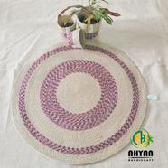 Ahyan Handicraft Colorful Printed Jute Round Floor Mat/Rug image