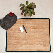 Ahyan Handicraft Colorful Printed Jute Square Floor Mat/Rug image