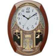 Ajanta– 2927 Classic Musical Pendulum Quartz Wall Clock with Decorative Diamonds – New Copper image