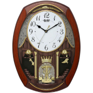 Ajanta– 2927 Classic Musical Pendulum Quartz Wall Clock with Decorative Diamonds– Brown image