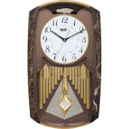 Ajanta Classic Musical Pendulum Quartz Wall Clock with Decorative Diamonds – 3227 – Brown image