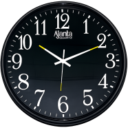 Ajanta Quartz Wall Clock-Premium Black Finish with Customized Black Frame and Plastic Step Movement icon