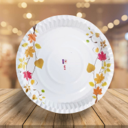 Aka Eco-Friendly Paper Plate With Leaves and Vines Floral Design (One Time Use) - 50 Pcs image
