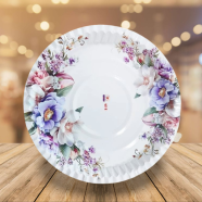 Aka White Paper Plate With Spring Floral Leaf Design (One Time Use) - 150 Pcs image