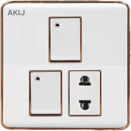 Akij Delight 2 Gang Plus 2 Pin Scoket With Shutter image