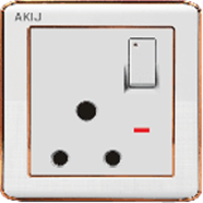 Akij Delight 3 Pin Round Socket With Switch 15A image