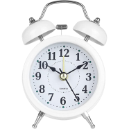 Alarm Clocks Alarm Clock Retro Twin Bell Metal Desk Table Analog Clock Silent with Night Light for Home Office Mini Travel Alarm Clock Digital Clock image