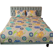 Allora Meadow Dream Print Bedsheet – Vanilla ( 7.5 ft by 8.33 ft) 2 Pillow Covers (18x26 image