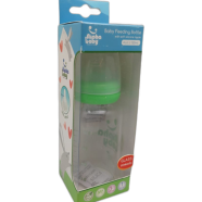 Alpha Baby Feeding Bottle with Soft Silicone Nipple 120ml (Glass) - green - AB-104041WB