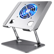 Aluminum Laptop Wiht One Big Fan Stand Adjustable Rotating Laptop Stand Desk Notebook Computer Holder image
