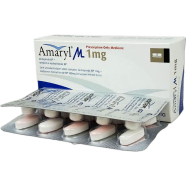 Amaryl M 1 mg 500 mg Bilayer Tablet 10's Strip image